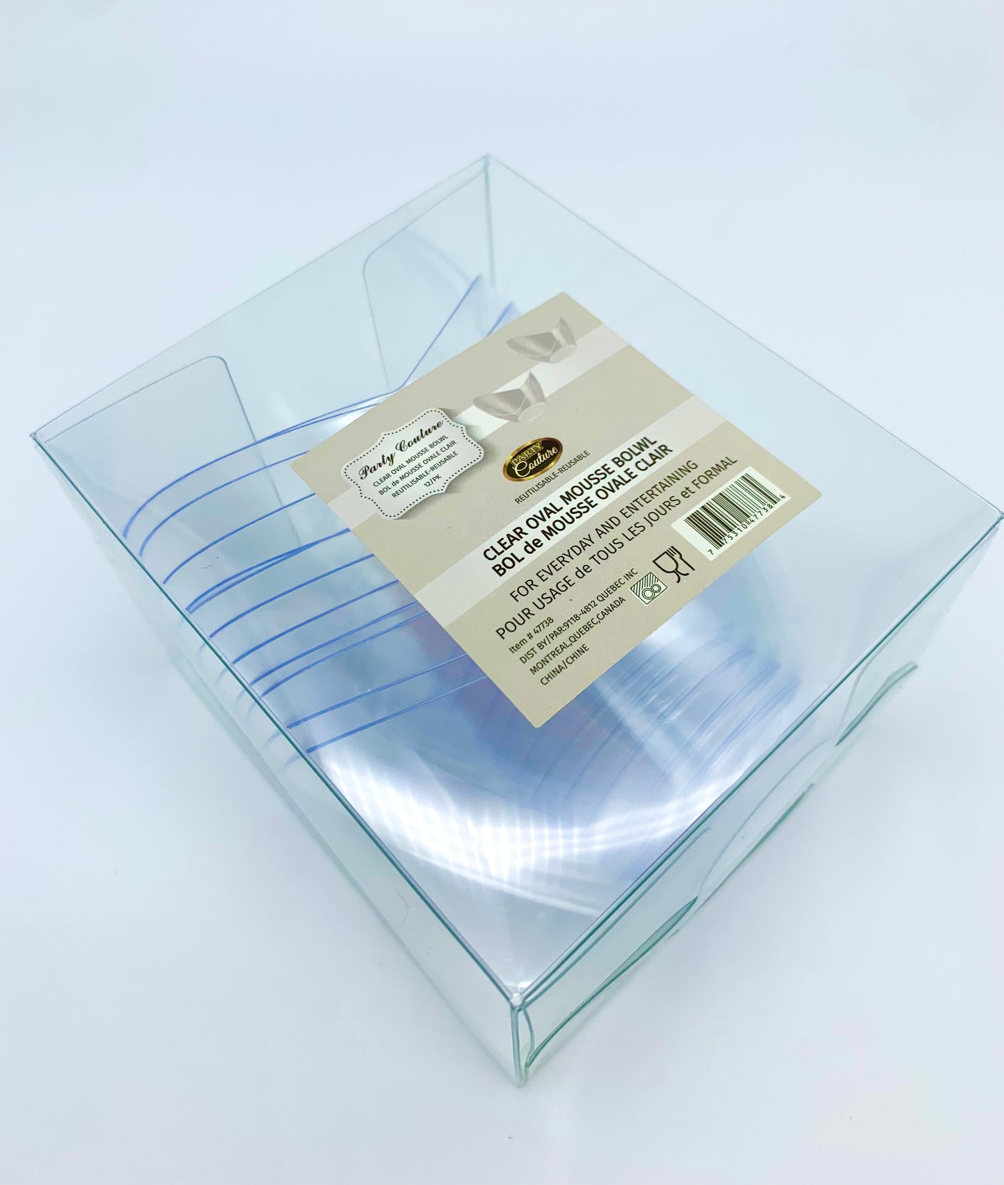 Clear Plastic Oval Mousse Bowl