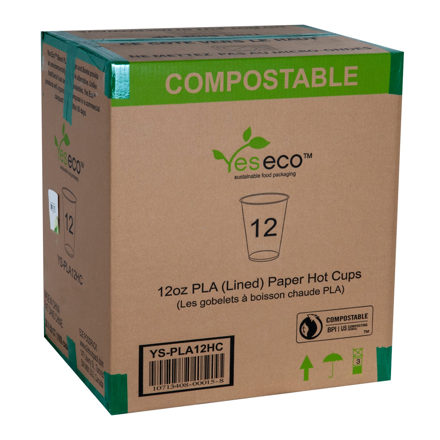 YesEco 12oz PLA (Lined) Hot Cup