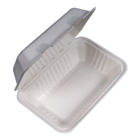 9"x6"x3" Bagasse Rectangle Clam