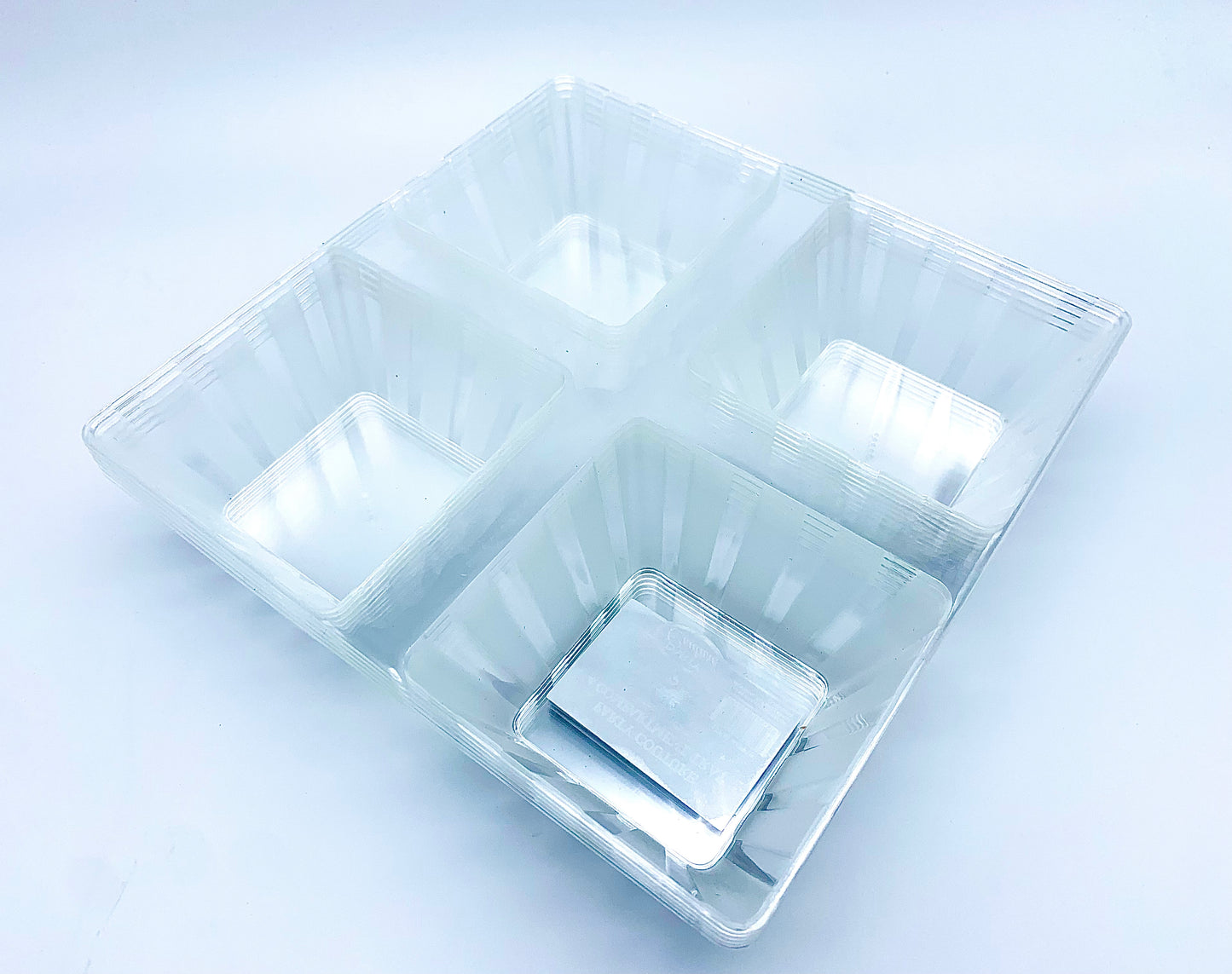 Clear Plastic 4-Compartment Square Plates