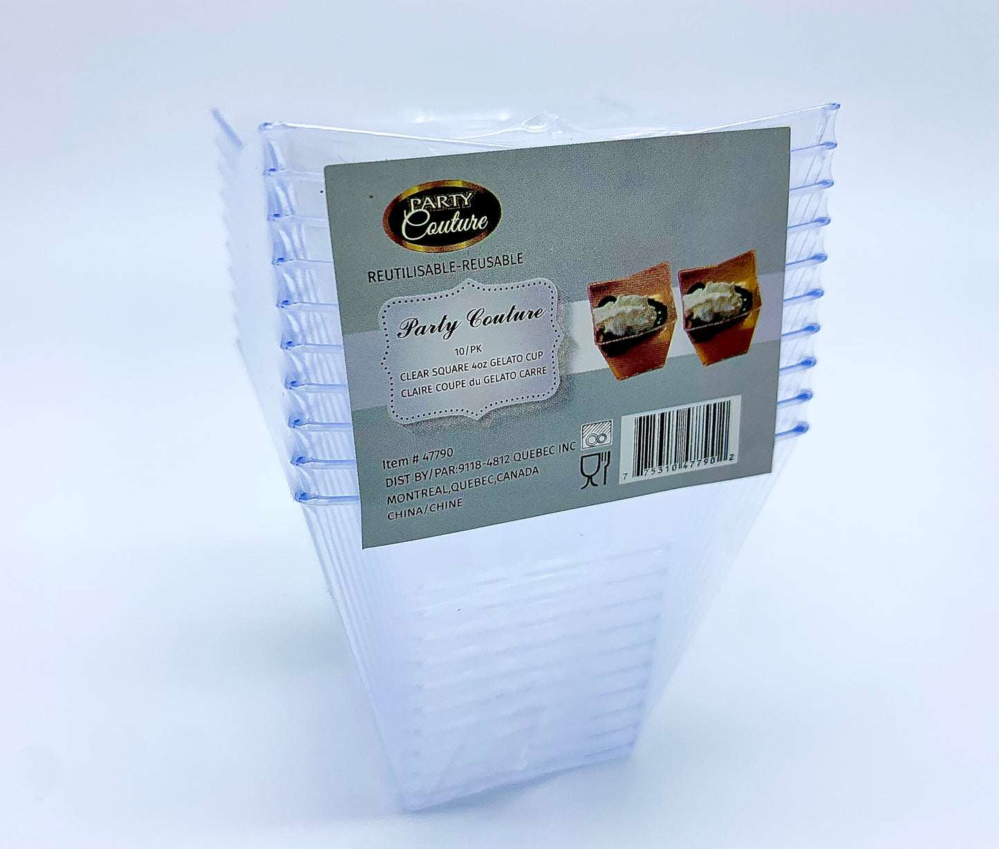Plastic Clear Square 4oz Gelato Cups