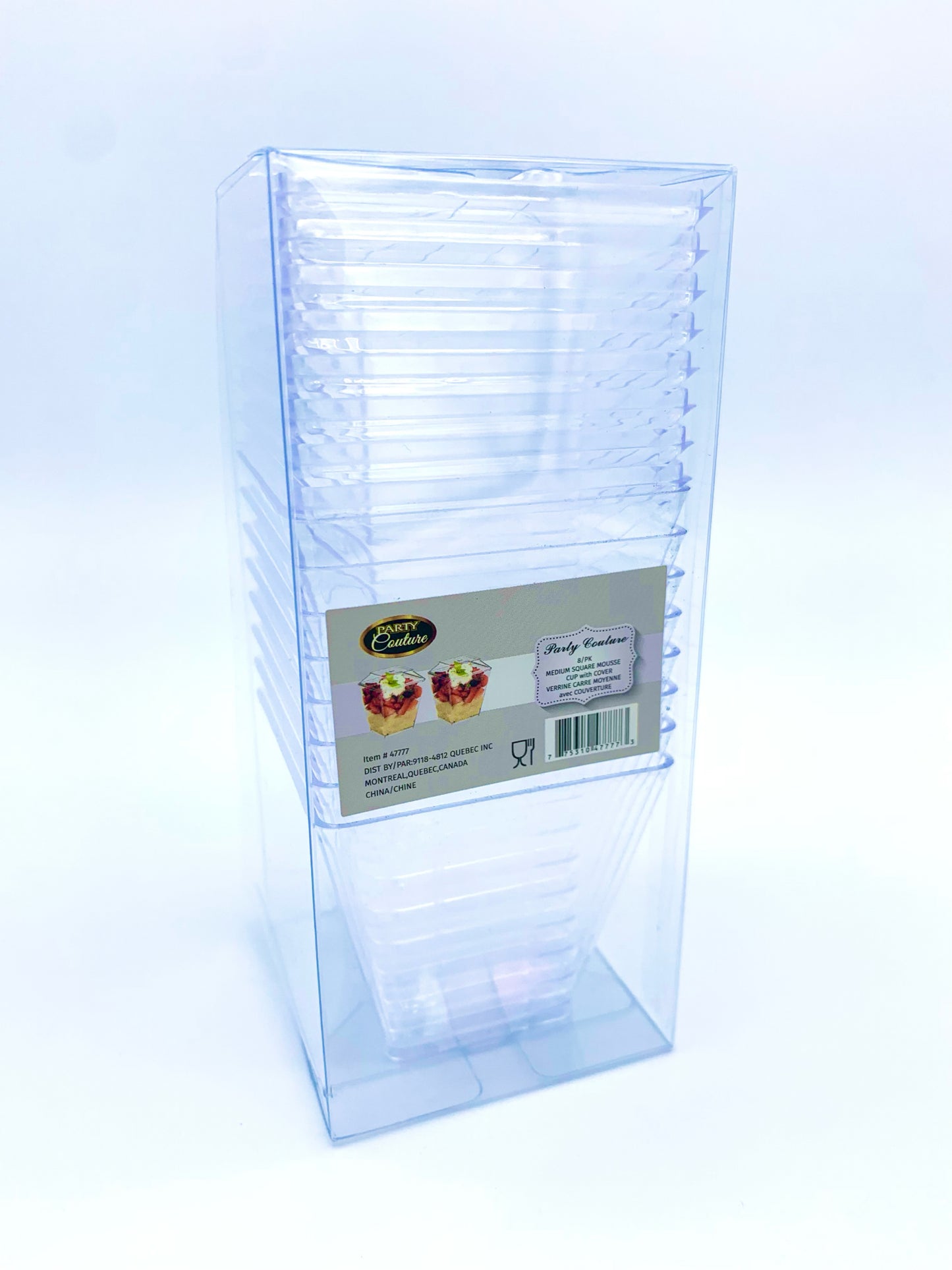 Clear Plastic Medium Square Mousse Cups with Cover