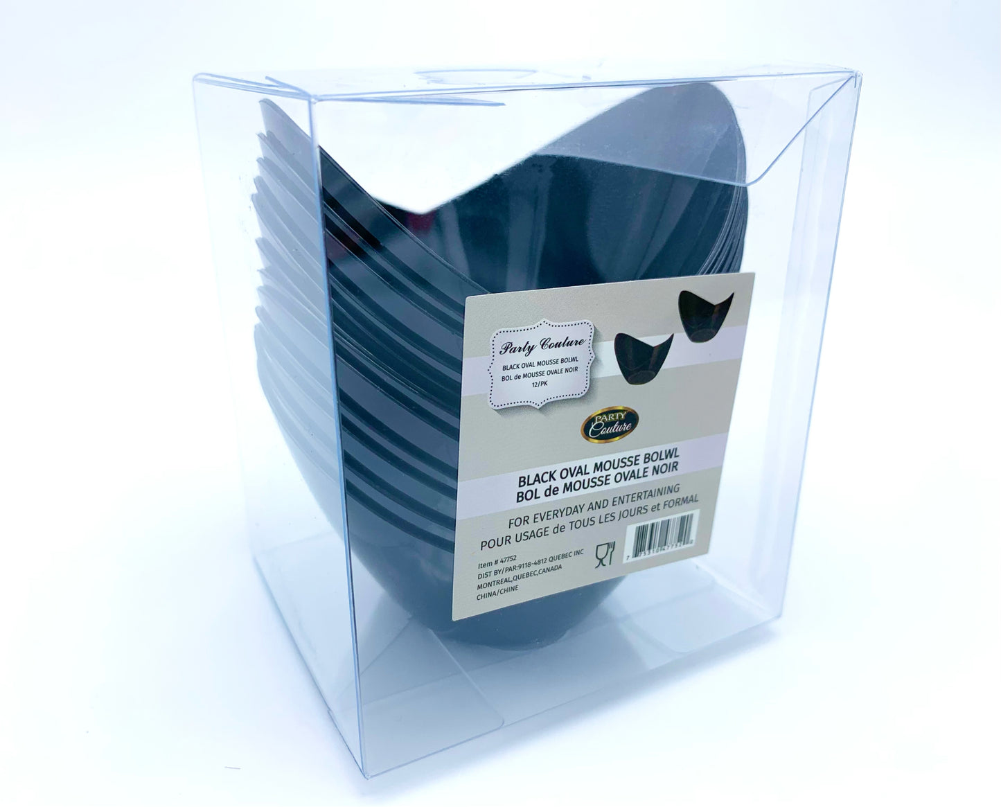 Black Plastic Oval Mousse Bowls