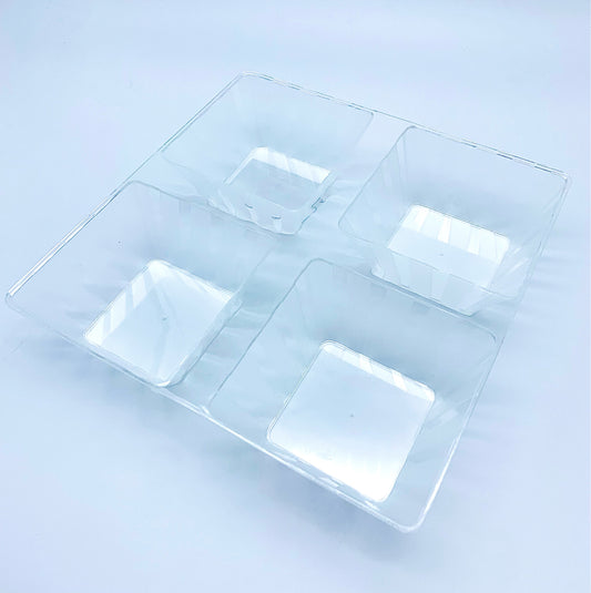 Clear Plastic 4-Compartment Square Plates