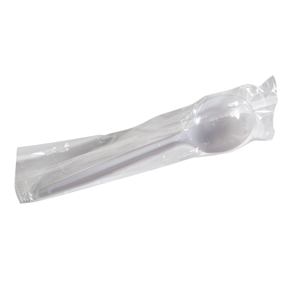 7″ White Soup Spoon Wrapped
