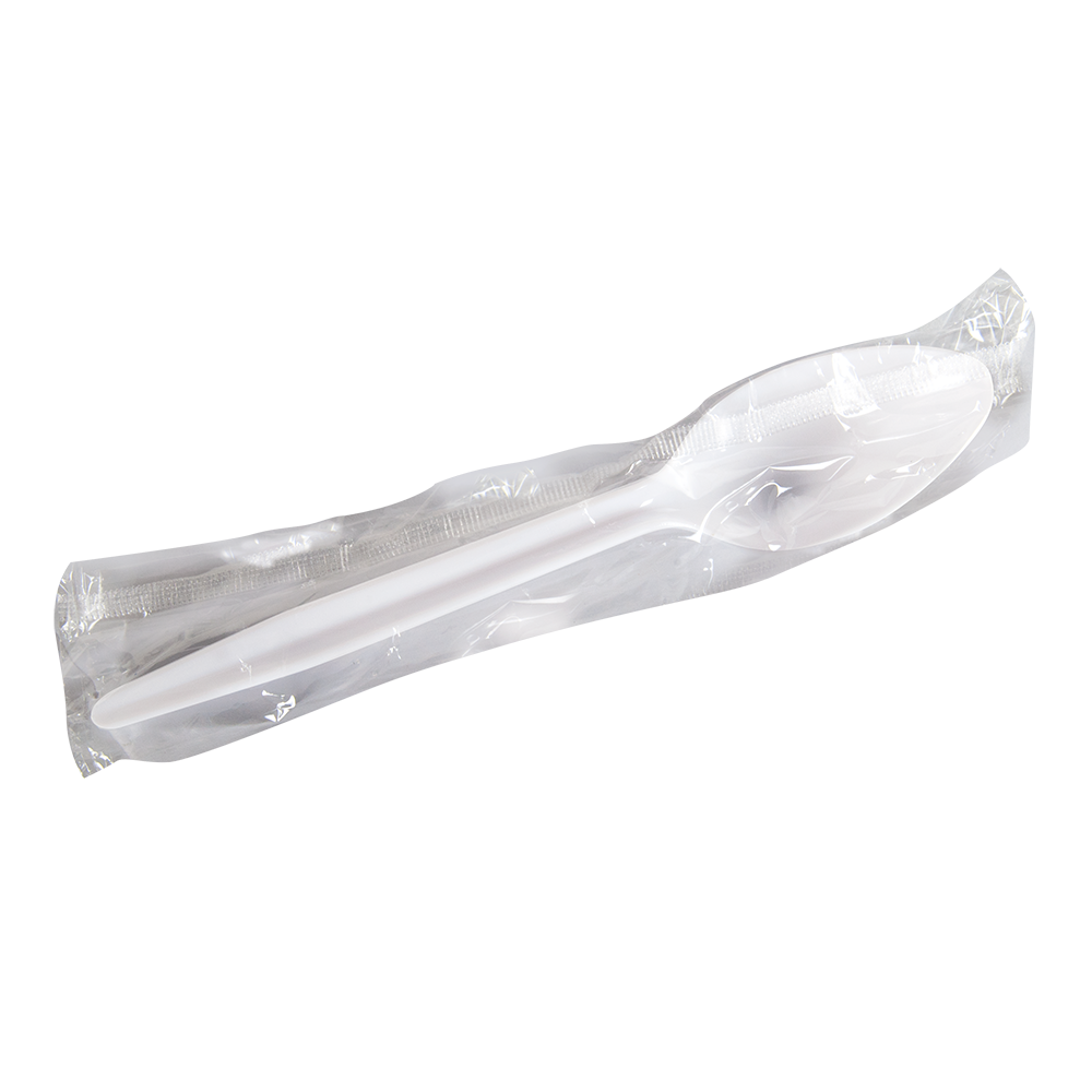 7″ White Tea Spoon Wrapped